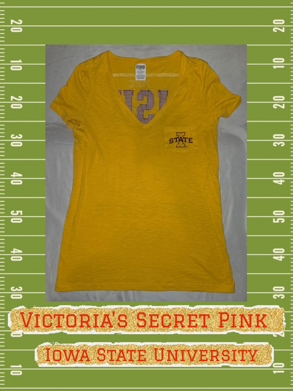 Victoria's Secret PINK Iowa State V-Neck Tee Sz M